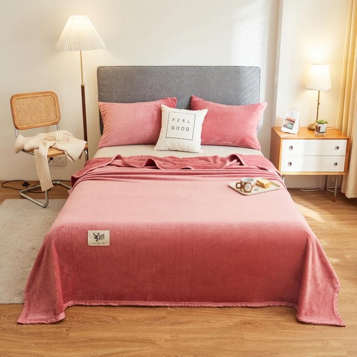 91家纺网 家纺一手货源 找家纺 宅部落 2025新款牛奶绒毛毯毯子300克云貂绒盖毯系列-纯色 豆沙