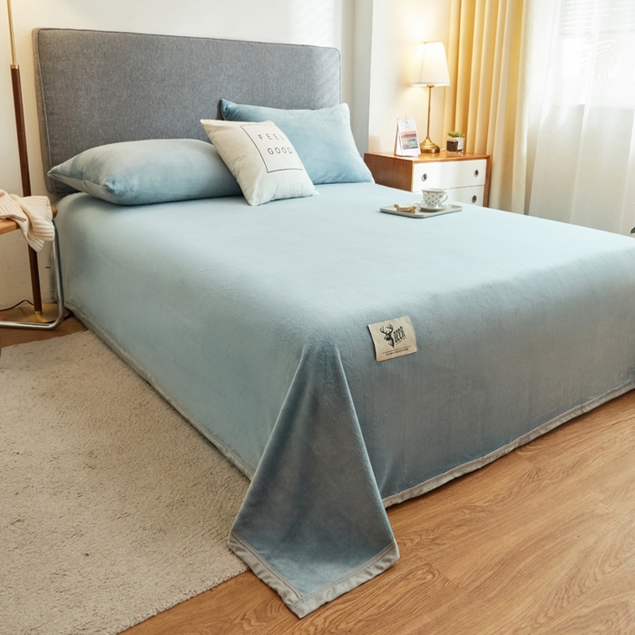 91家纺网 家纺一手货源 找家纺 宅部落 2025新款牛奶绒毛毯毯子300克云貂绒盖毯系列-纯色 深蓝