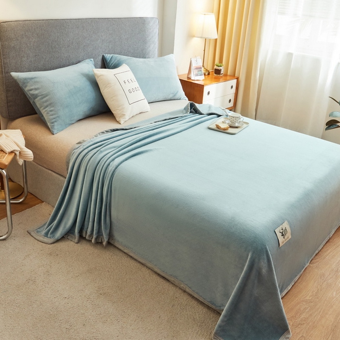 91家纺网 家纺一手货源 找家纺 宅部落 2025新款牛奶绒毛毯毯子300克云貂绒盖毯系列-纯色 深蓝