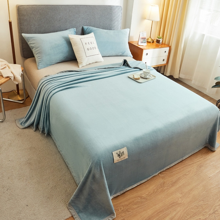 91家纺网 家纺一手货源 找家纺 宅部落 2025新款牛奶绒毛毯毯子300克云貂绒盖毯系列-纯色 深蓝