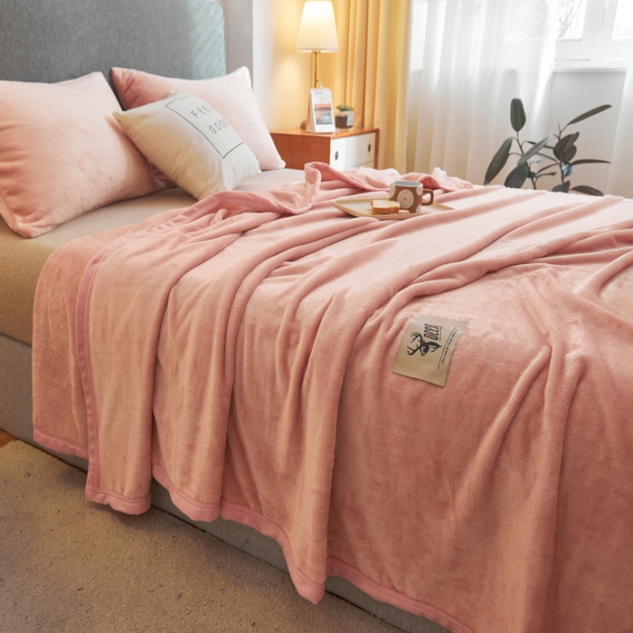 91家纺网 家纺一手货源 找家纺 宅部落 2025新款牛奶绒毛毯毯子300克云貂绒盖毯系列-纯色 深粉