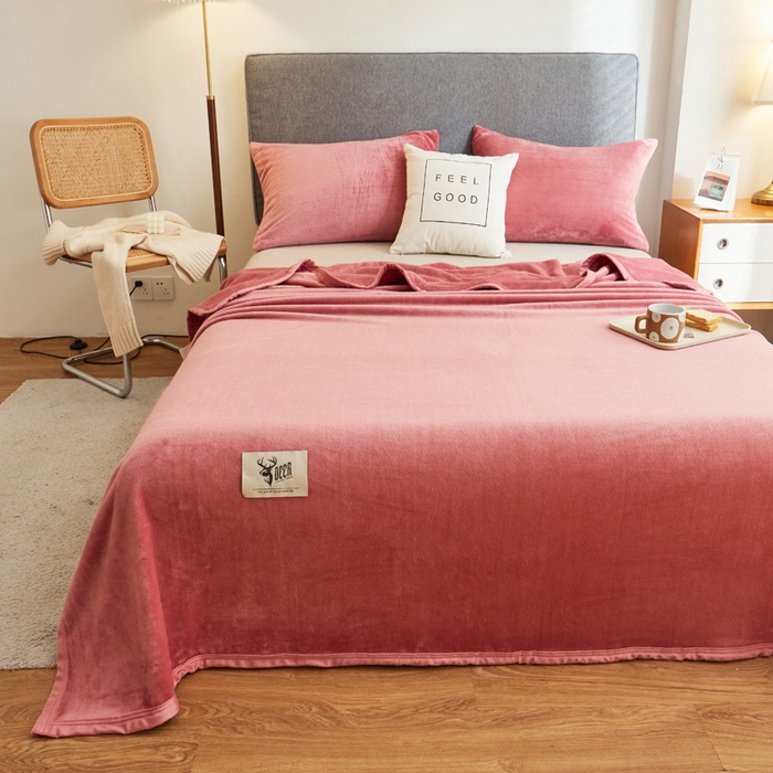 91家纺网 家纺一手货源 找家纺 宅部落 2025新款牛奶绒毛毯毯子300克云貂绒盖毯系列-纯色 豆沙