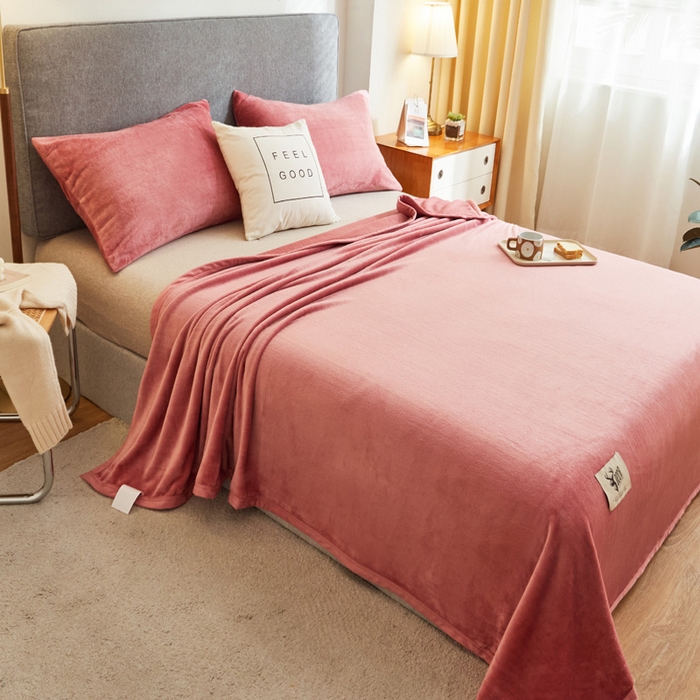 91家纺网 家纺一手货源 找家纺 宅部落 2025新款牛奶绒毛毯毯子300克云貂绒盖毯系列-纯色 豆沙
