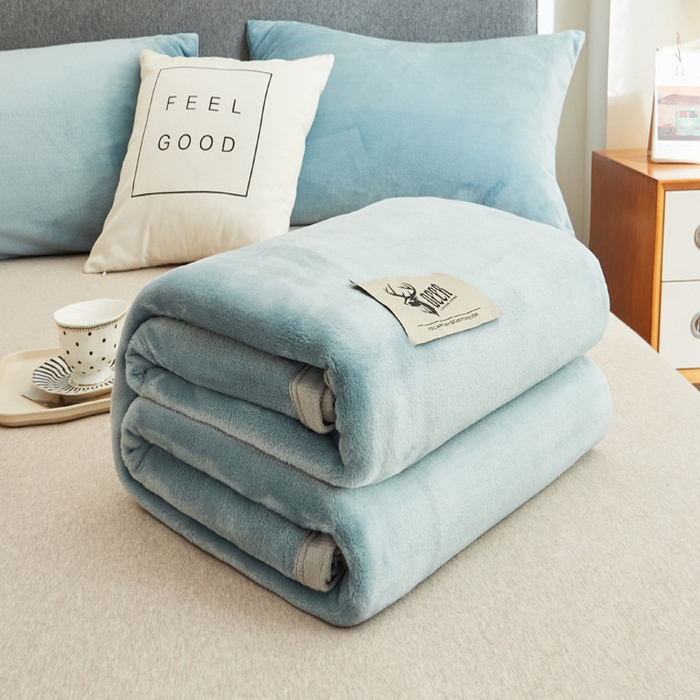91家纺网 家纺一手货源 找家纺 宅部落 2025新款牛奶绒毛毯毯子300克云貂绒盖毯系列-纯色 深蓝