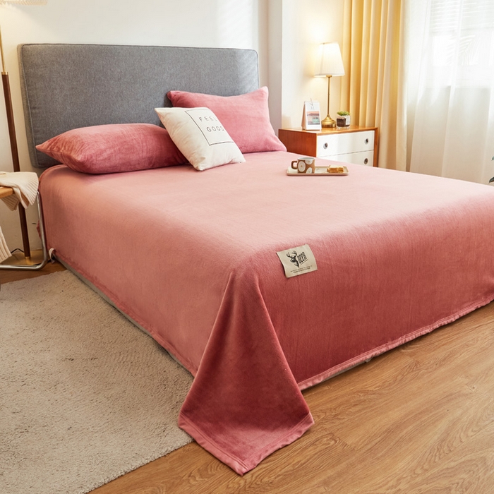 91家纺网 家纺一手货源 找家纺 宅部落 2025新款牛奶绒毛毯毯子300克云貂绒盖毯系列-纯色 豆沙