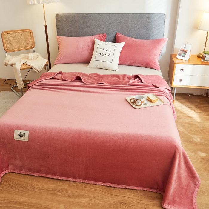 91家纺网 家纺一手货源 找家纺 宅部落 2025新款牛奶绒毛毯毯子300克云貂绒盖毯系列-纯色 豆沙