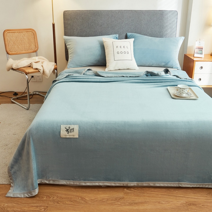 91家纺网 家纺一手货源 找家纺 宅部落 2025新款牛奶绒毛毯毯子300克云貂绒盖毯系列-纯色 深蓝