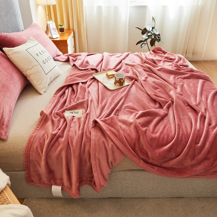 91家纺网 家纺一手货源 找家纺 宅部落 2025新款牛奶绒毛毯毯子300克云貂绒盖毯系列-纯色 豆沙
