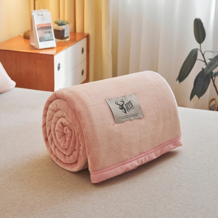 91家纺网 家纺一手货源 找家纺 宅部落 2025新款牛奶绒毛毯毯子300克云貂绒盖毯系列-纯色 深粉