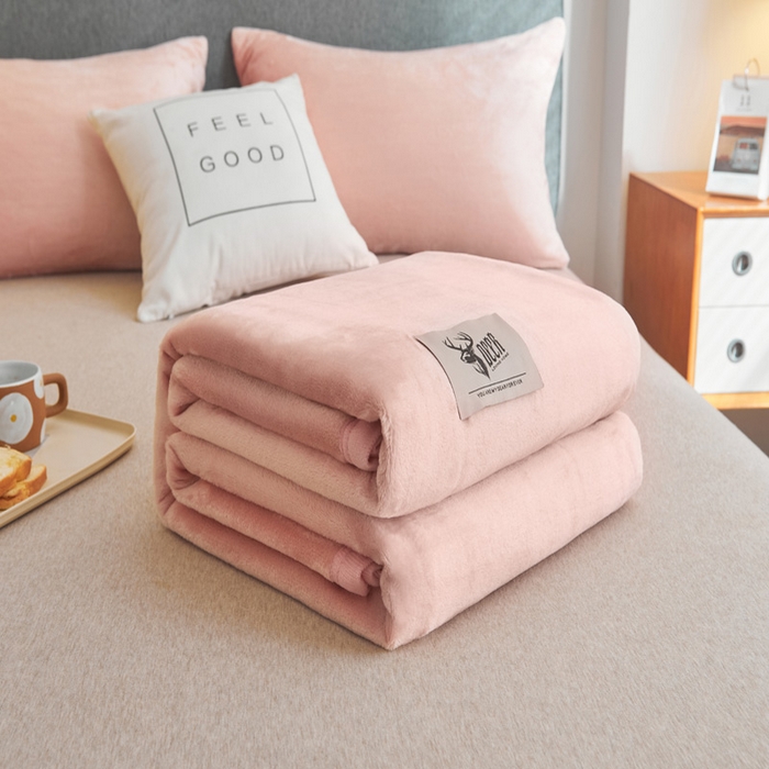 91家纺网 家纺一手货源 找家纺 宅部落 2025新款牛奶绒毛毯毯子300克云貂绒盖毯系列-纯色 深粉