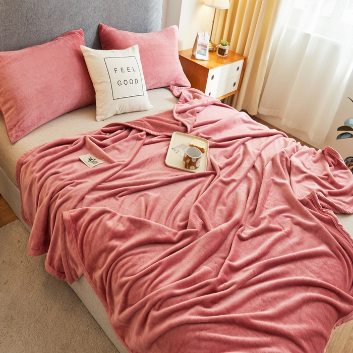 91家纺网 家纺一手货源 找家纺 宅部落 2025新款牛奶绒毛毯毯子300克云貂绒盖毯系列-纯色 豆沙