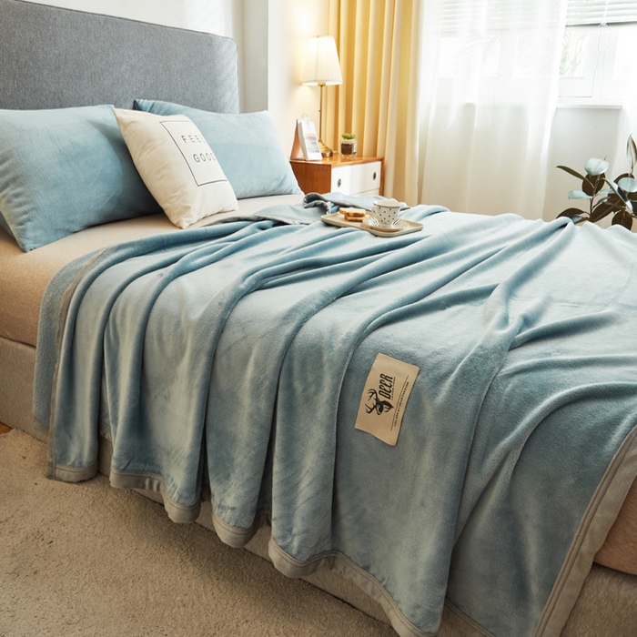 91家纺网 家纺一手货源 找家纺 宅部落 2025新款牛奶绒毛毯毯子300克云貂绒盖毯系列-纯色 深蓝