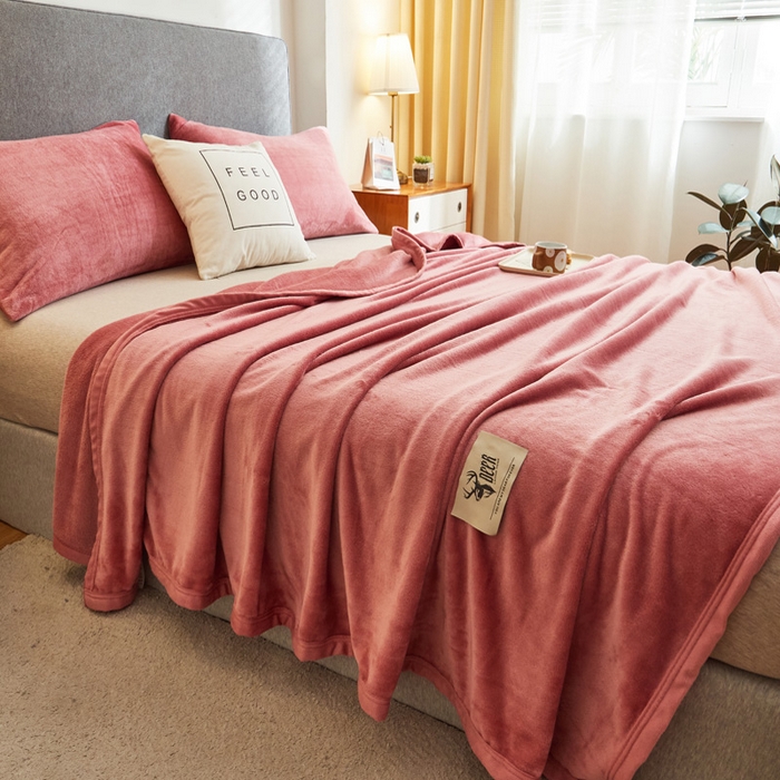91家纺网 家纺一手货源 找家纺 宅部落 2025新款牛奶绒毛毯毯子300克云貂绒盖毯系列-纯色 豆沙