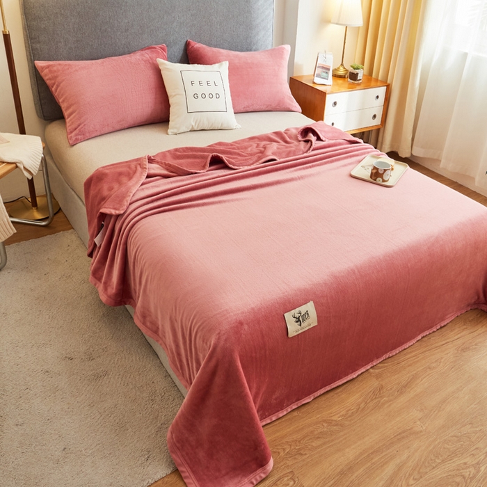 91家纺网 家纺一手货源 找家纺 宅部落 2025新款牛奶绒毛毯毯子300克云貂绒盖毯系列-纯色 豆沙
