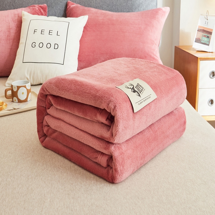 91家纺网 家纺一手货源 找家纺 宅部落 2025新款牛奶绒毛毯毯子300克云貂绒盖毯系列-纯色 豆沙