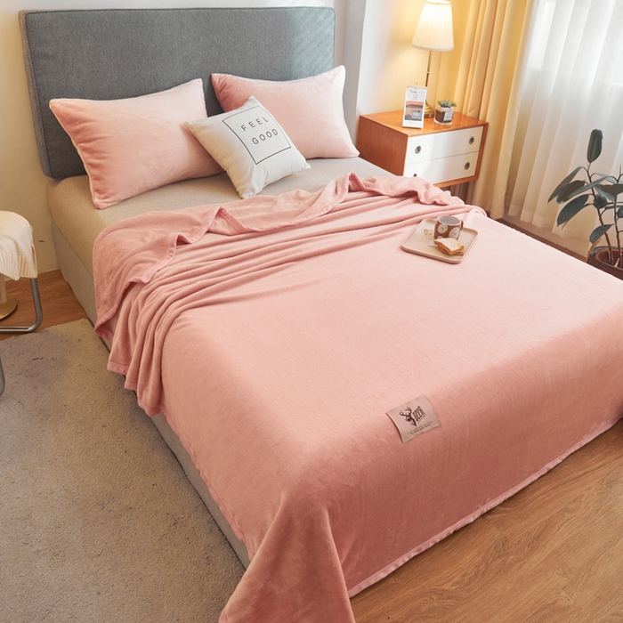 91家纺网 家纺一手货源 找家纺 宅部落 2025新款牛奶绒毛毯毯子300克云貂绒盖毯系列-纯色 深粉