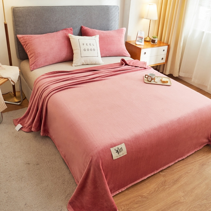 91家纺网 家纺一手货源 找家纺 宅部落 2025新款牛奶绒毛毯毯子300克云貂绒盖毯系列-纯色 豆沙