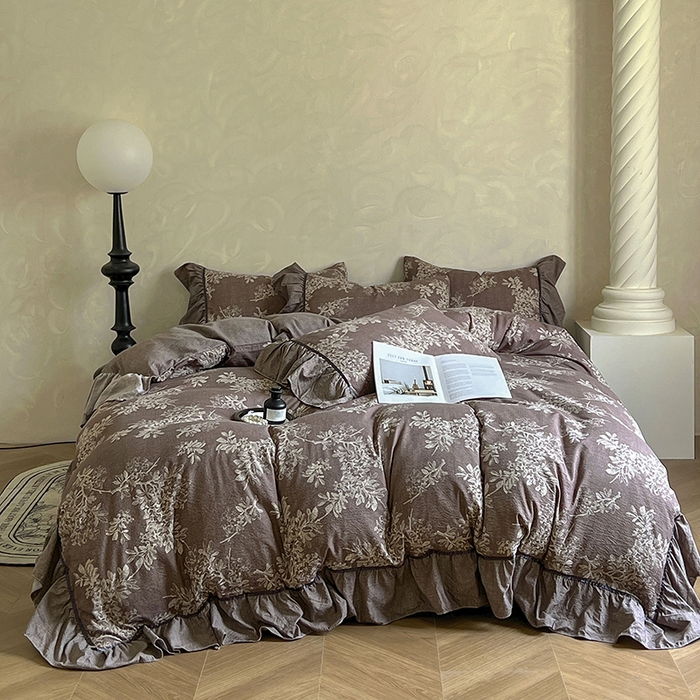 91家纺网 家纺一手货源 找家纺 （总）春光里 2025新款高克重亚麻皱皱纱四件套