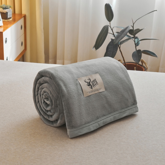 91家纺网 家纺一手货源 找家纺 宅部落 2025新款牛奶绒毛毯毯子300克云貂绒盖毯系列-纯色 深灰