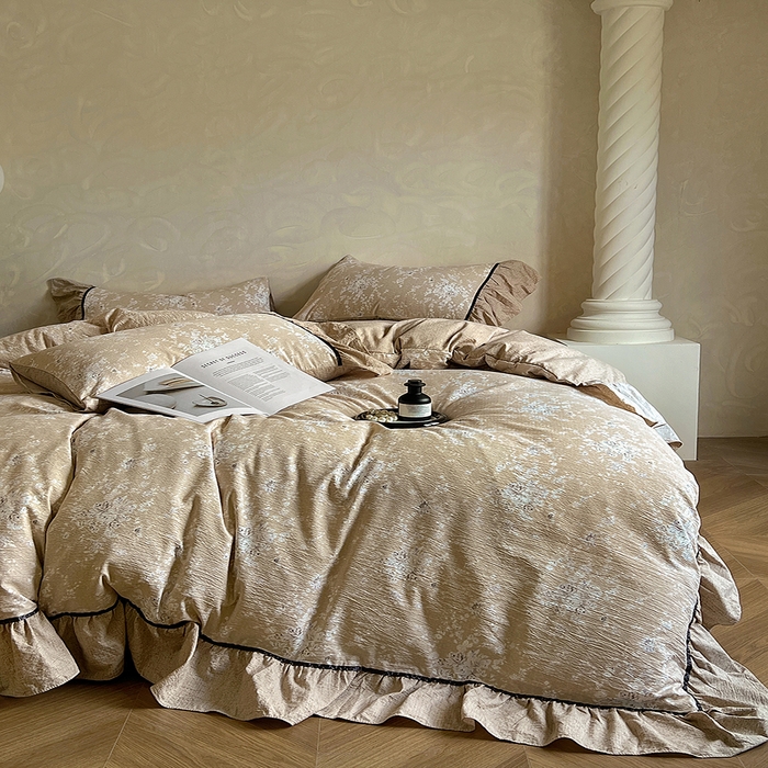 91家纺网 家纺一手货源 找家纺 （总）春光里 2025新款高克重亚麻皱皱纱四件套