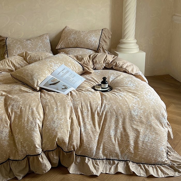 91家纺网 家纺一手货源 找家纺 （总）春光里 2025新款高克重亚麻皱皱纱四件套