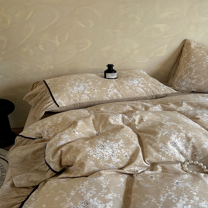 91家纺网 家纺一手货源 找家纺 （总）春光里 2025新款高克重亚麻皱皱纱四件套