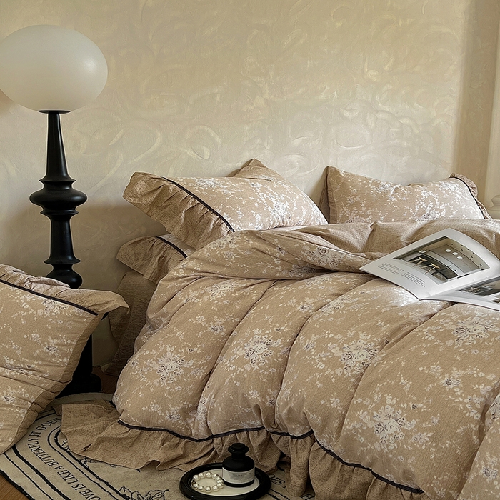 91家纺网 家纺一手货源 找家纺 （总）春光里 2025新款高克重亚麻皱皱纱四件套