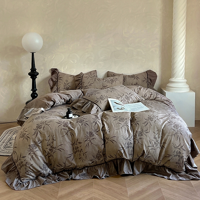 91家纺网 家纺一手货源 找家纺 （总）春光里 2025新款高克重亚麻皱皱纱四件套