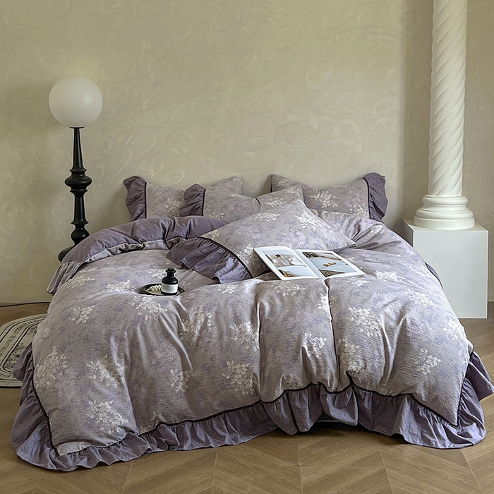 春光里 2025新款高克重亚麻皱皱纱四件套 琉璃