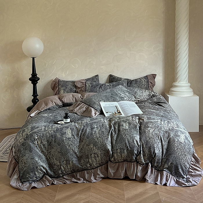 春光里 2025新款高克重亚麻皱皱纱四件套 秘境