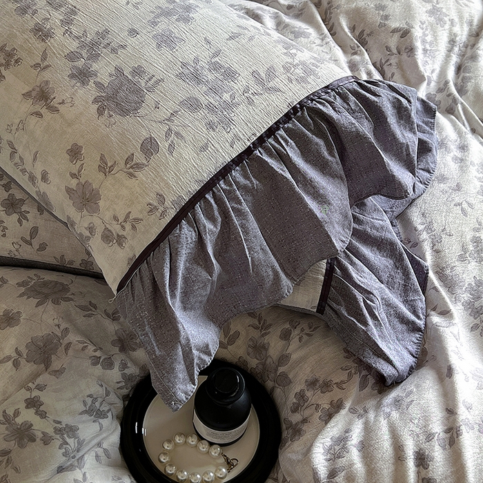 91家纺网 家纺一手货源 找家纺 春光里 2025新款高克重亚麻皱皱纱四件套 破晓