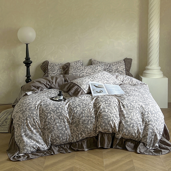 春光里 2025新款高克重亚麻皱皱纱四件套 雾岛