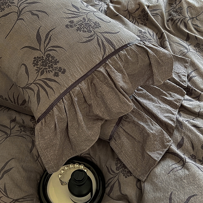 91家纺网 家纺一手货源 找家纺 春光里 2025新款高克重亚麻皱皱纱四件套 知秋