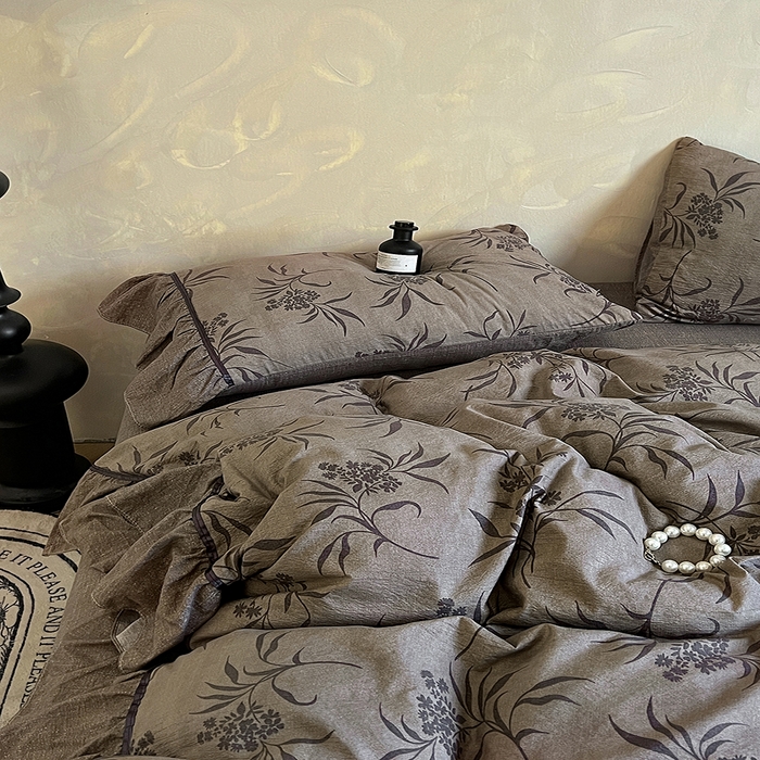 91家纺网 家纺一手货源 找家纺 春光里 2025新款高克重亚麻皱皱纱四件套 知秋