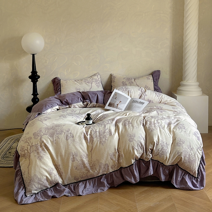 春光里 2025新款高克重亚麻皱皱纱四件套 纸雀