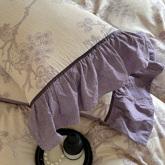 91家纺网 家纺一手货源 找家纺 春光里 2025新款高克重亚麻皱皱纱四件套 纸雀