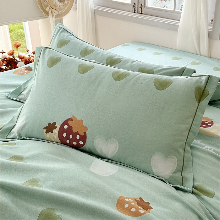 91家纺网 家纺一手货源 找家纺 家贝爱 2024新款纯棉加厚生态磨毛四件套爱心莓