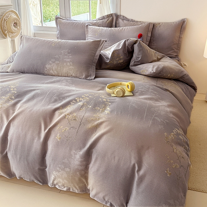 91家纺网 家纺一手货源 找家纺 家贝爱 2024新款纯棉加厚生态磨毛四件套富贵树