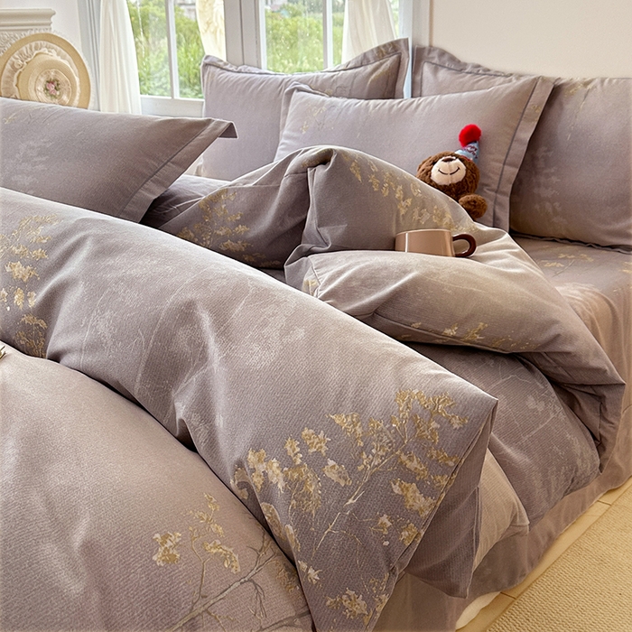 91家纺网 家纺一手货源 找家纺 家贝爱 2024新款纯棉加厚生态磨毛四件套富贵树