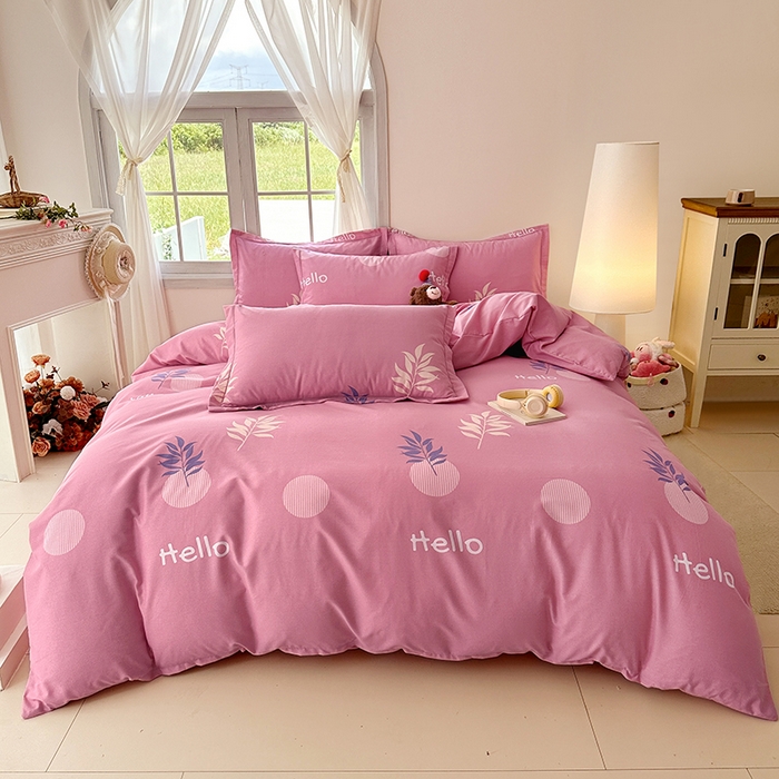 家贝爱 2024新款纯棉加厚生态磨毛四件套你好叶