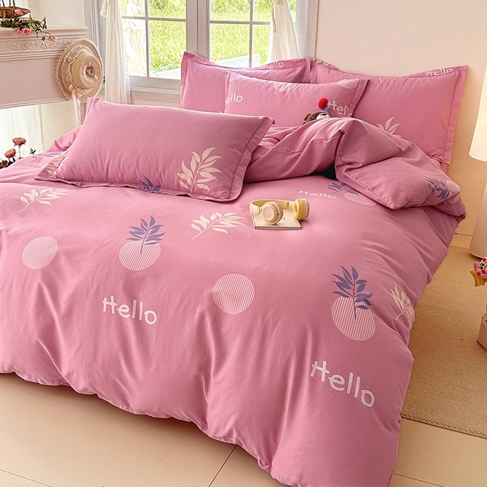 91家纺网 家纺一手货源 找家纺 家贝爱 2024新款纯棉加厚生态磨毛四件套你好叶