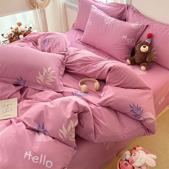 91家纺网 家纺一手货源 找家纺 家贝爱 2024新款纯棉加厚生态磨毛四件套你好叶