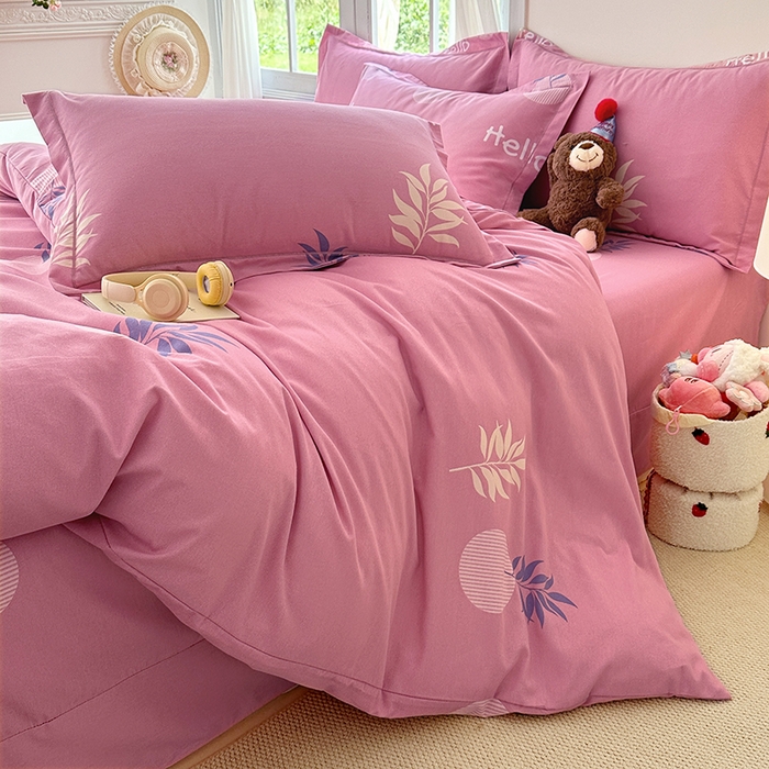 91家纺网 家纺一手货源 找家纺 家贝爱 2024新款纯棉加厚生态磨毛四件套你好叶