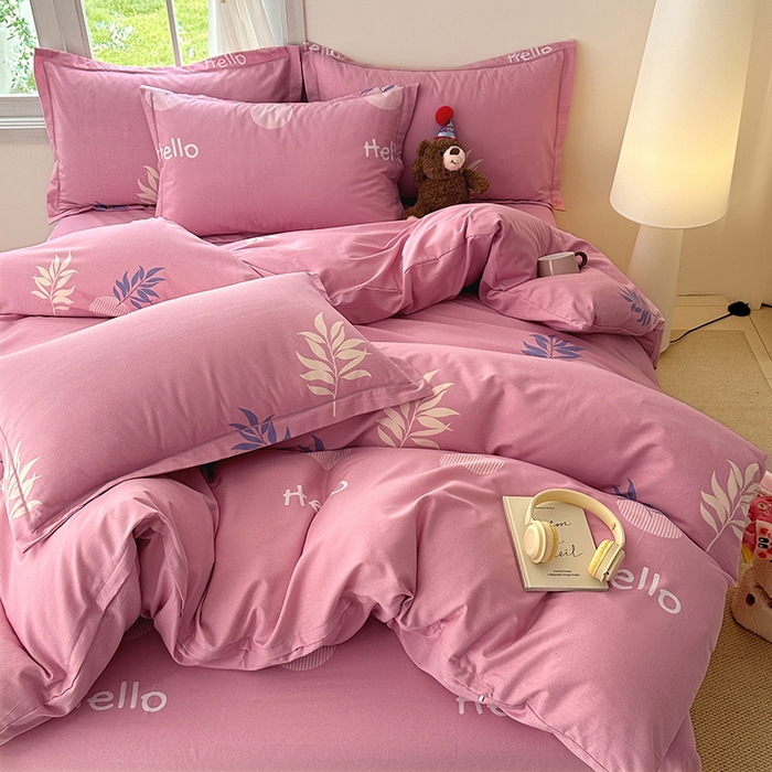 91家纺网 家纺一手货源 找家纺 家贝爱 2024新款纯棉加厚生态磨毛四件套你好叶