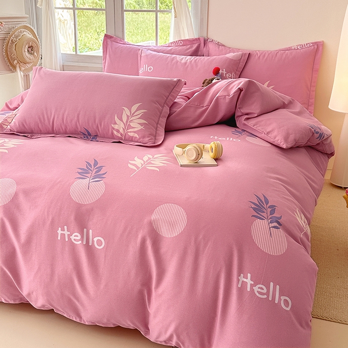 91家纺网 家纺一手货源 找家纺 家贝爱 2024新款纯棉加厚生态磨毛四件套你好叶