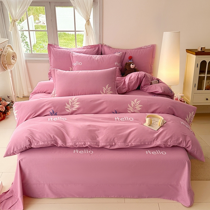 91家纺网 家纺一手货源 找家纺 家贝爱 2024新款纯棉加厚生态磨毛四件套你好叶