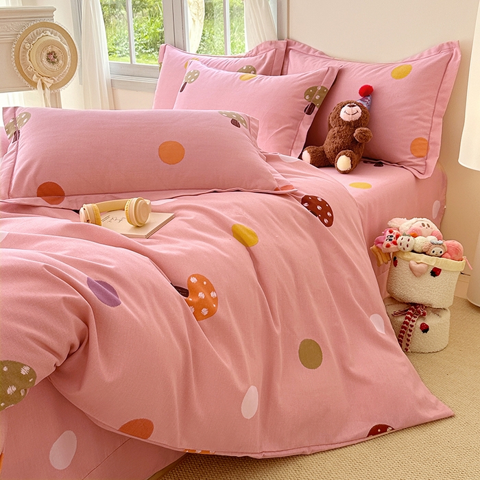 91家纺网 家纺一手货源 找家纺 家贝爱 2024新款纯棉加厚生态磨毛四件套泡泡菇