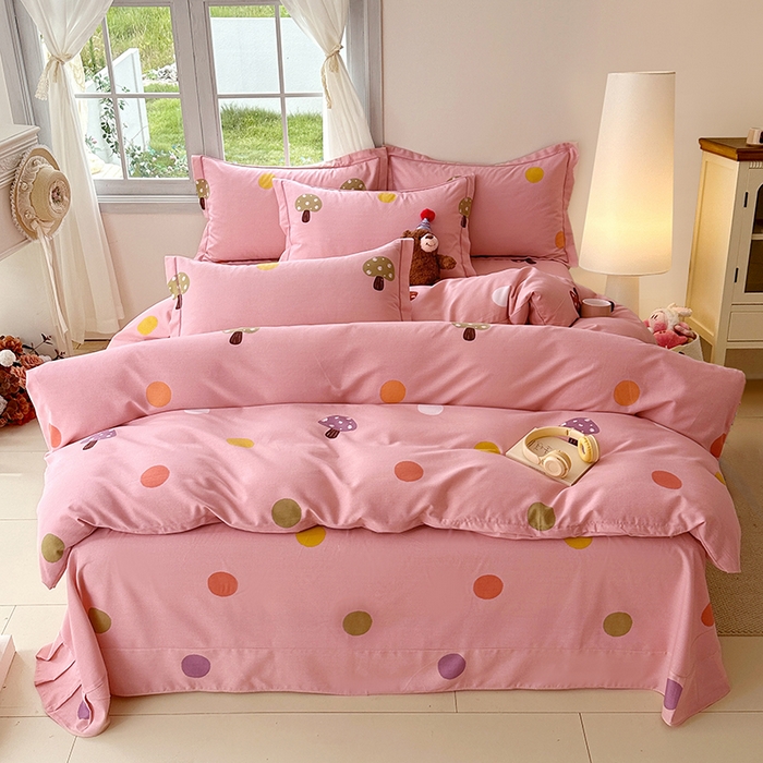 91家纺网 家纺一手货源 找家纺 家贝爱 2024新款纯棉加厚生态磨毛四件套泡泡菇