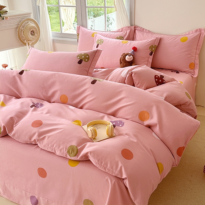 91家纺网 家纺一手货源 找家纺 家贝爱 2024新款纯棉加厚生态磨毛四件套泡泡菇