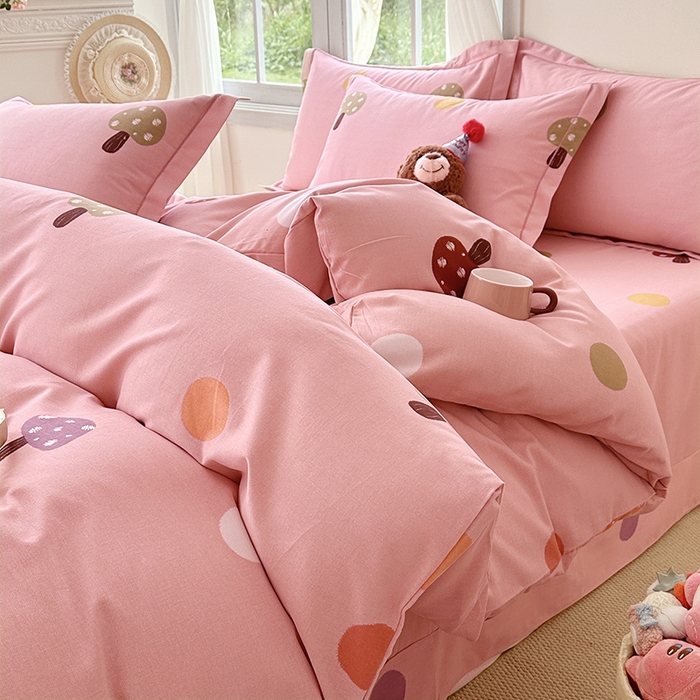 91家纺网 家纺一手货源 找家纺 家贝爱 2024新款纯棉加厚生态磨毛四件套泡泡菇